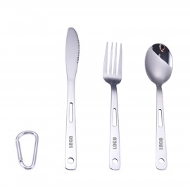 Personalized 3 In 1 Portable Stainless Steel Flatware Set With Carabiner Knife Fork Spoon Personalized 3 In 1 Portable Stainless Steel Flatware Set With Carabiner Knife Fork Spoon