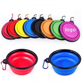 Foldable Silicone Pet Bowl With Carabiner with Logo  Foldable Silicone Pet Bowl With Carabiner with Logo