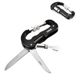 Promotional Versatile Carabiner Multitool Kit With Knife Flashlight