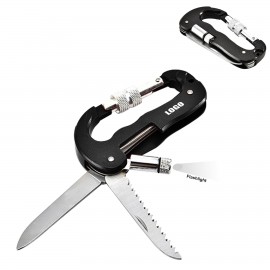 Promotional Versatile Carabiner Multitool Kit With Knife Flashlight