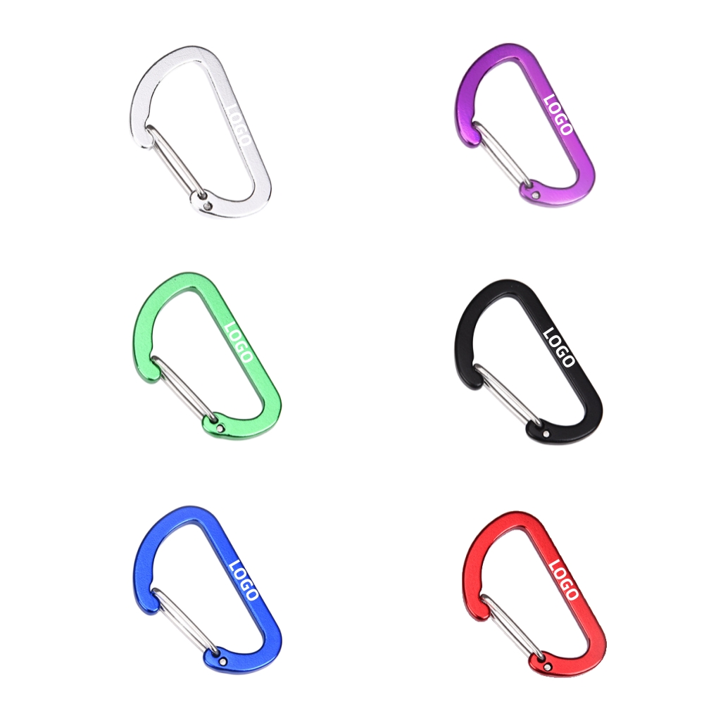 Personalized 1" D Shape Flat Design Aluminum Carabiner