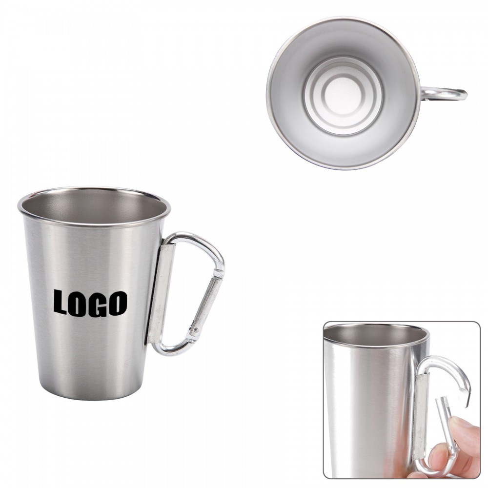 Custom 350ML Stainless Steel Cup With Carabiner Handle Custom 350ML Stainless Steel Cup With Carabiner Handle