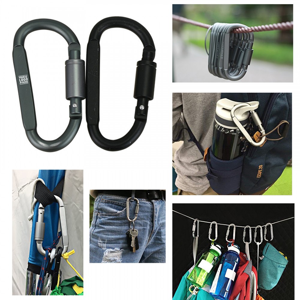 Logo Branded D-Ring Locking Carabiner Clip Logo Branded D-Ring Locking Carabiner Clip