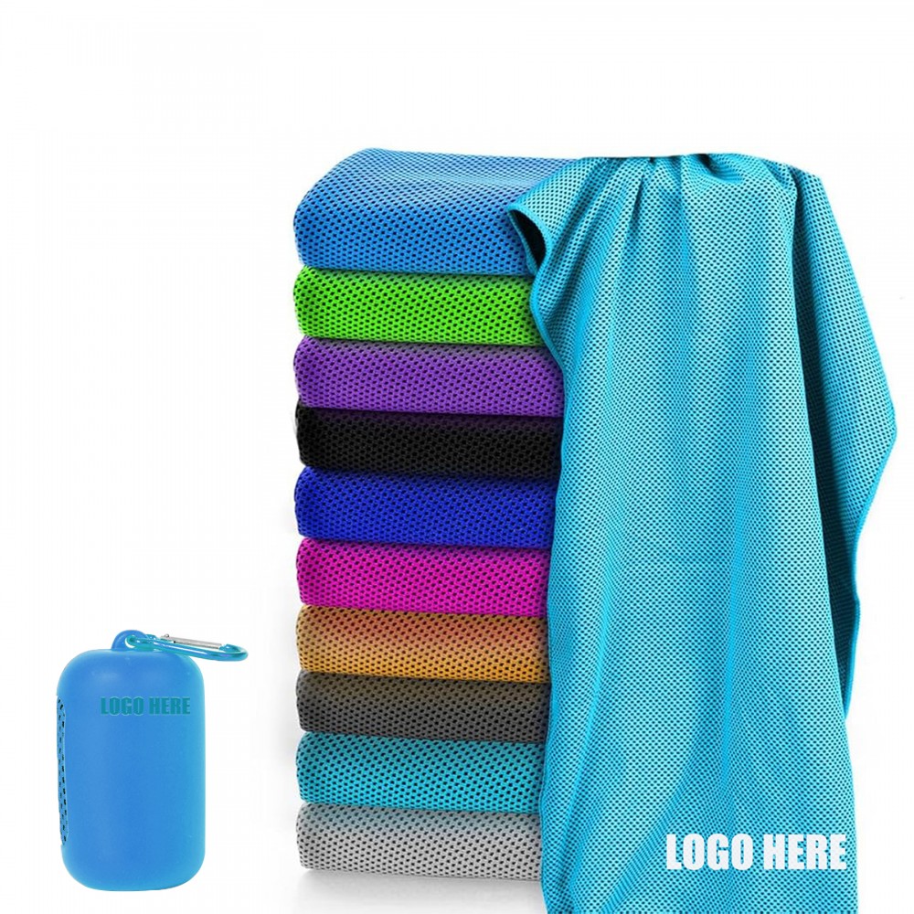 Towel with Silicone Storage Bag with Logo