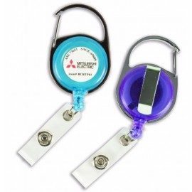 Transparent Retractable Carabiner Badge Reel w/ Belt Clip with Logo