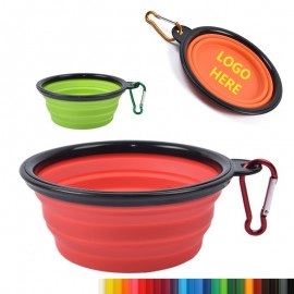 Promotional Collapsible Silicone Pet Bowl w/Carabiner