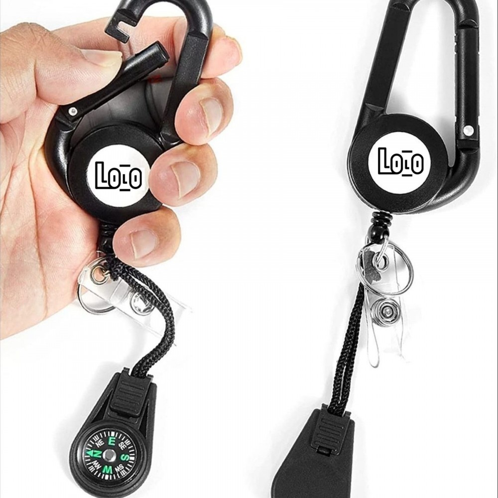 Retractable Carabiner with Compass with Logo