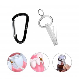 Sleek Elliptical Shape Metal Dental Toothpick Tool With Carabiner with Logo Sleek Elliptical Shape Metal Dental Toothpick Tool With Carabiner with Logo
