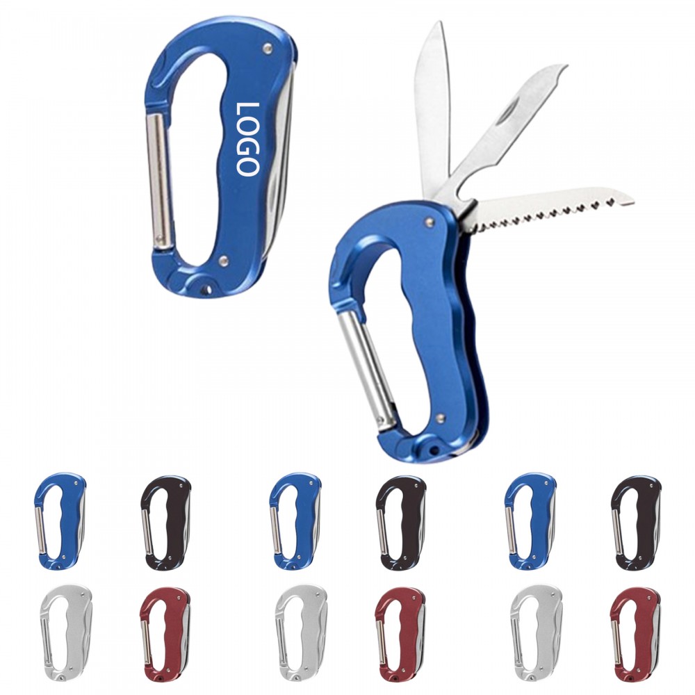Custom Multitool Carabiner W/ Knife Saw Opener Nail File