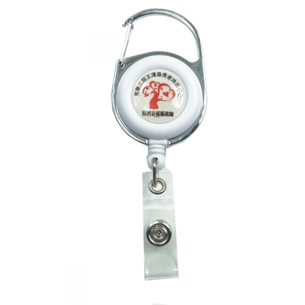 Customized White Retractable Carabiner Badge Reel