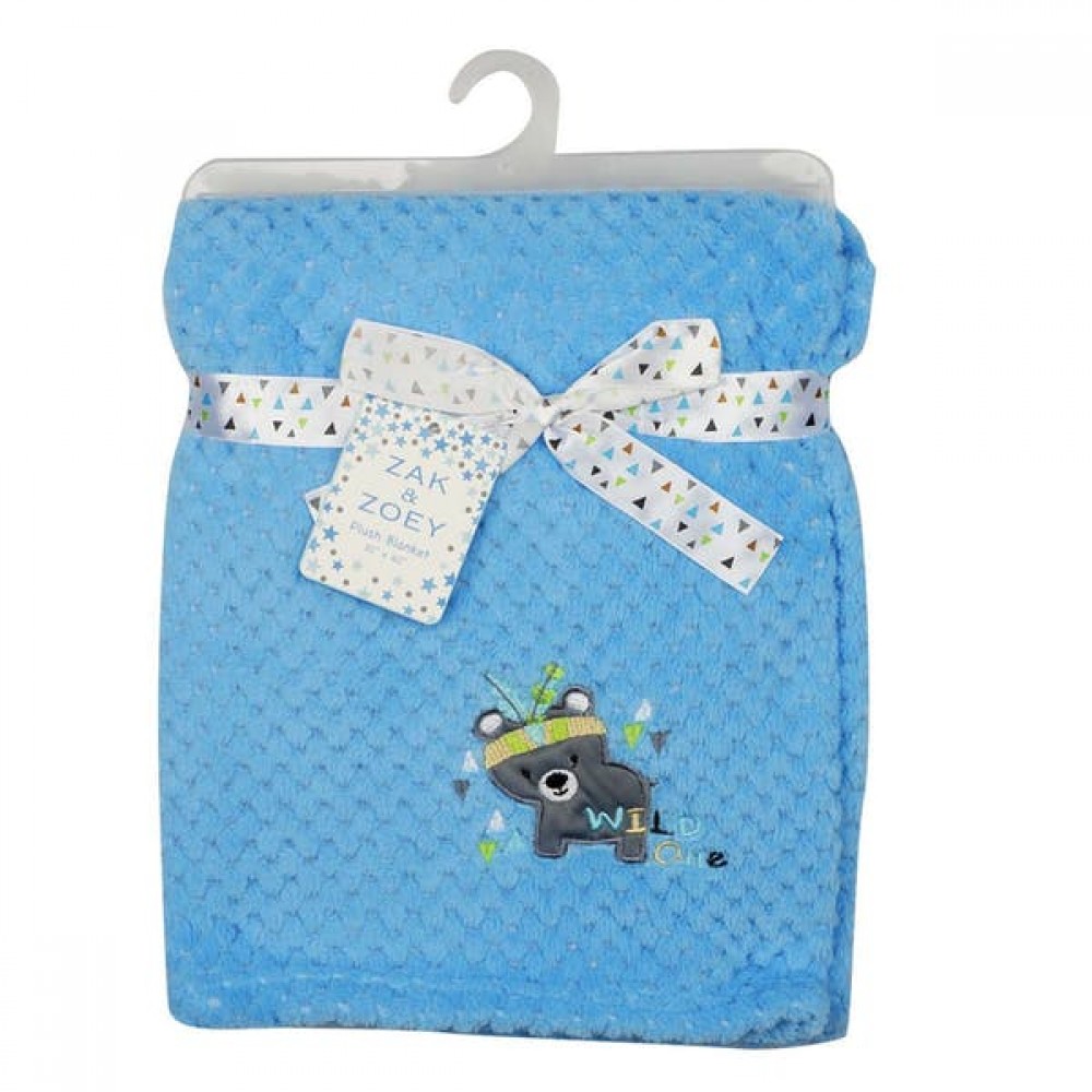Logo Branded Baby Blanket with Koala Embroidery- Blue (Case of 24) Logo Branded Baby Blanket with Koala Embroidery- Blue (Case of 24)