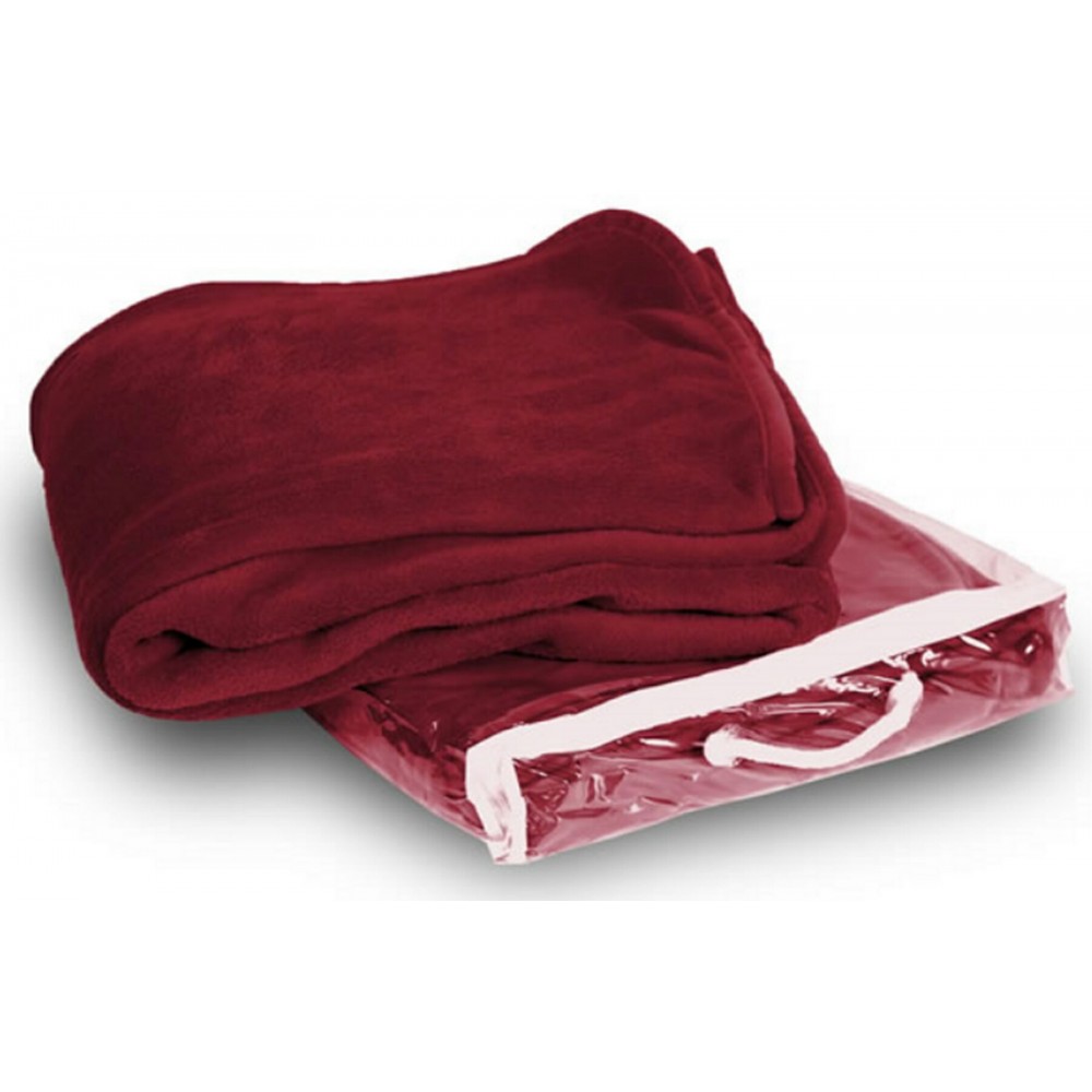 Micro Plush Coral Fleece Blanket --50X60 Maroon/Burgundy (Embroidered) with Logo