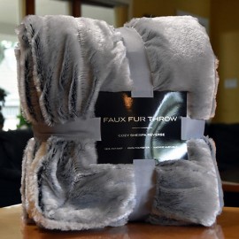 Faux Fur Throw with Logo