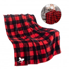 Buffalo Plaid Fleece Throw Blanket with Logo  Buffalo Plaid Fleece Throw Blanket with Logo