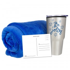 Logo Branded Fleece Blanket & Tumbler Combo Set