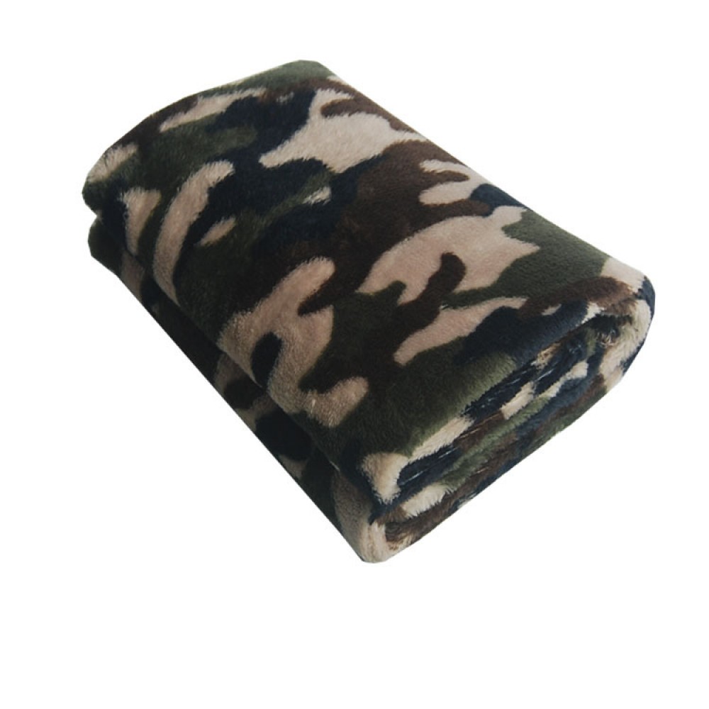 Green Camouflage Pattern Coral Fleece Pet Blanket with Logo