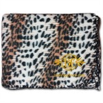50"X60" Whipstitch Fleece Blanket - Leopard Print with Logo