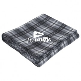 Plaid Fleece Blanket with Logo