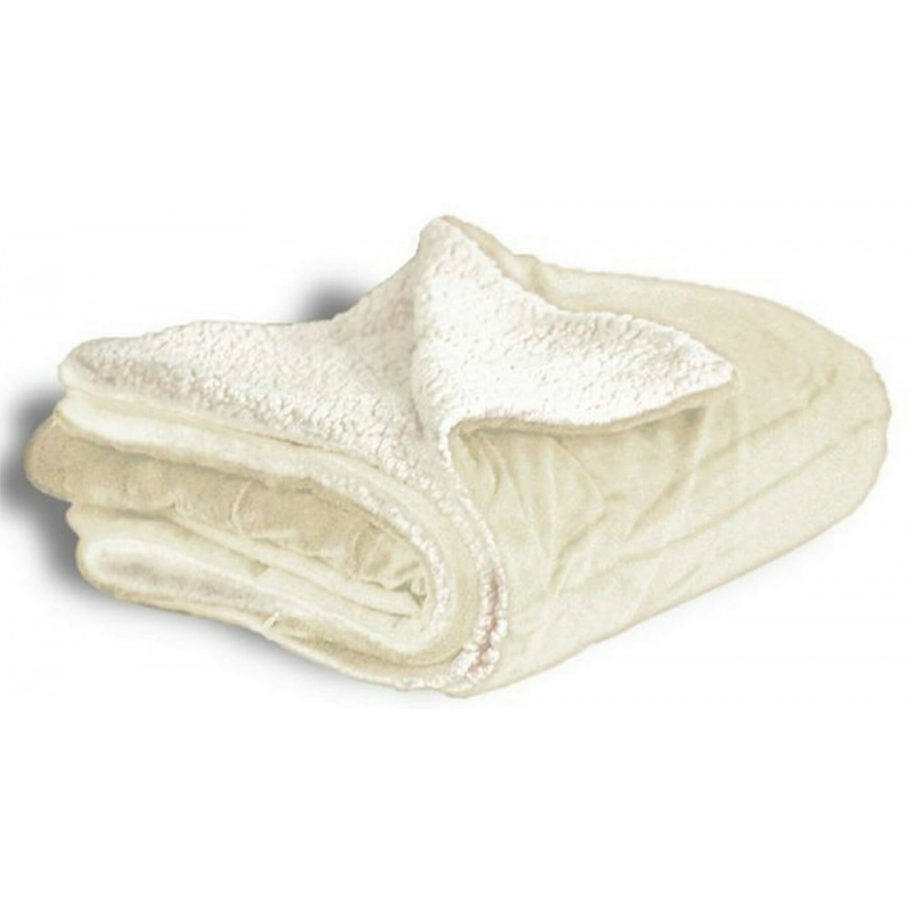 Custom Micro Mink Sherpa Blanket 50"X60" (Embroidered)-- Cream Ivory