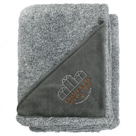 Heathered Fuzzy Fleece Blanket with Logo