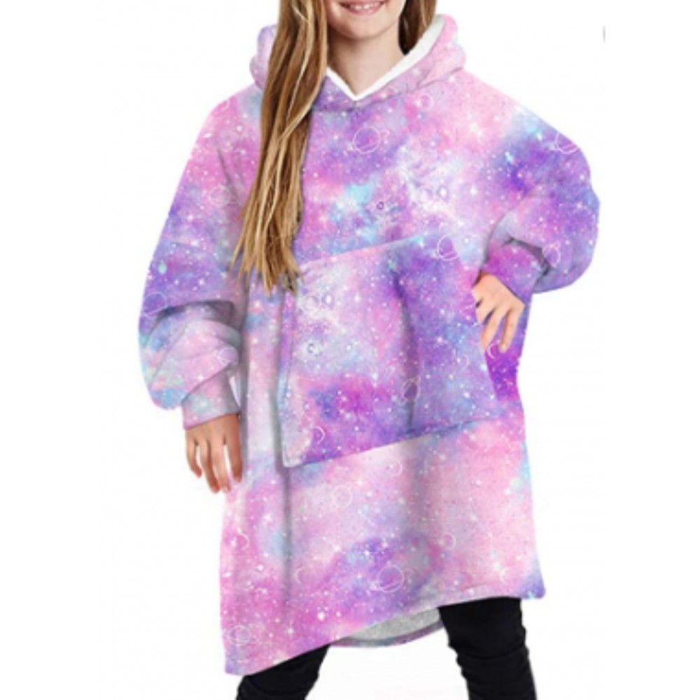 Variousized Full color sublimation Kids Oversized Hoodie Blanket with Logo