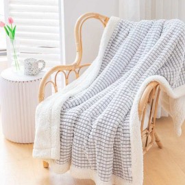 Promotional Alesia C. Luxury PLAID Embossed SHERPA Ultra Plush Velour Throw 50"x 60" GREY WHITE  Promotional Alesia C. Luxury PLAID Embossed SHERPA Ultra Plush Velour Throw 50"x 60" GREY WHITE