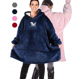 Oversized Microfiber & Sherpa Wearable Blanket with Logo