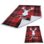 Logo Branded Soft Fuzzy Lambswool Plaid Throw Blanket