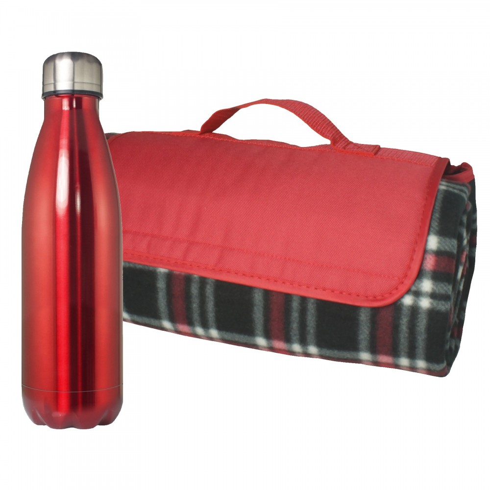 Picnic Blanket & Bottle Set with Logo