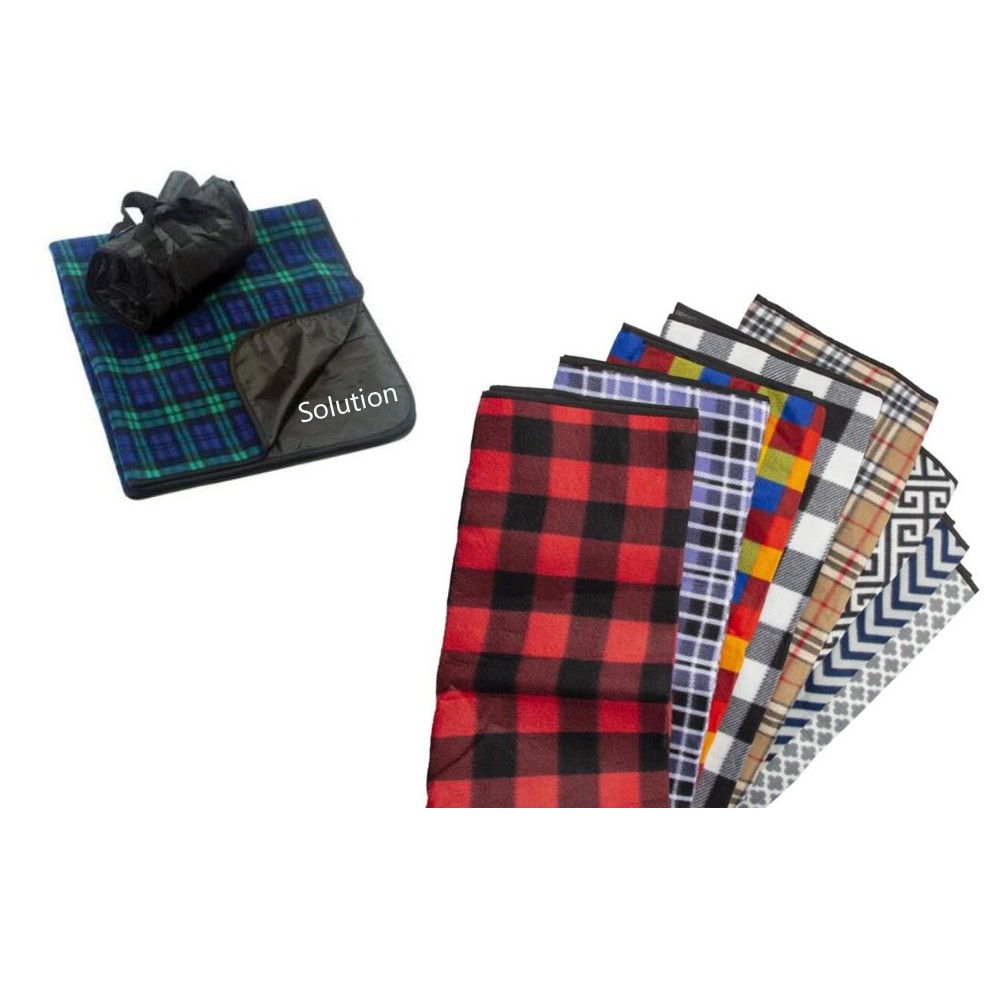 Custom Imprinted Picnic Fleece Plaid Blanket Custom Imprinted Picnic Fleece Plaid Blanket