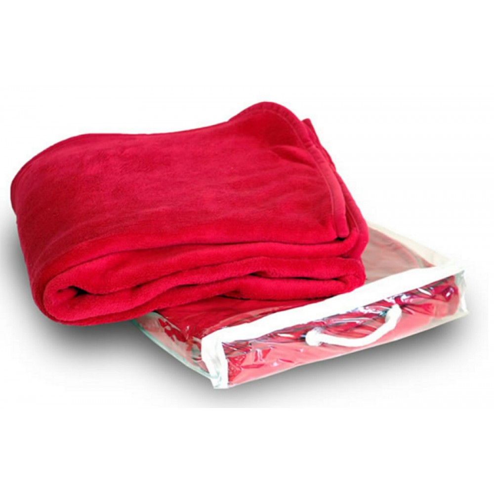 Logo Branded Micro Plush Coral Fleece Blanket --50X60 Red (Embroidered)
