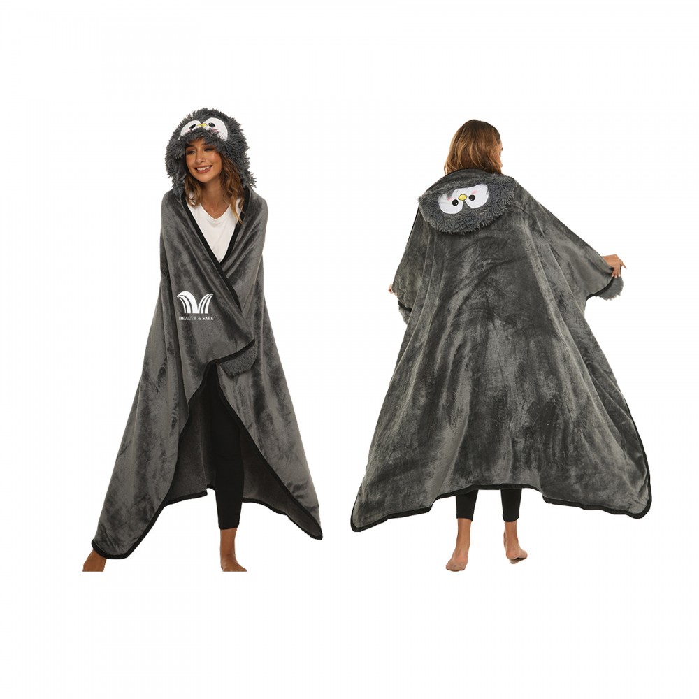 Personalized Poncho Hooded Blanket Wrap Fleece