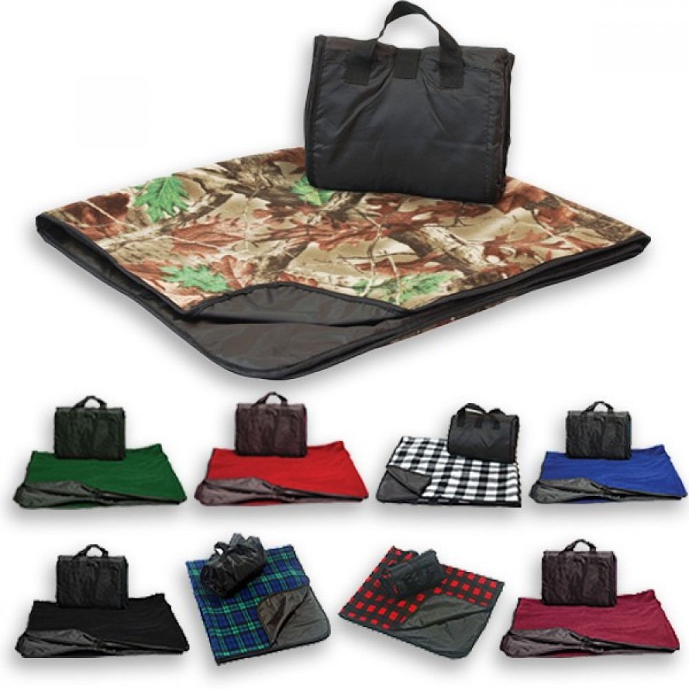 Reversible Fold Up Picnic Blanket w/ Carry Bag (50"x60") with Logo