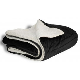 Micro Mink Sherpa Blanket 50"X60" (Embroidered)-- Black with Logo