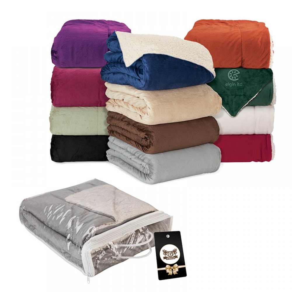 Custom Embroidered Brookline Micro Mink Sherpa Blanket & Hangtag Custom Embroidered Brookline Micro Mink Sherpa Blanket & Hangtag
