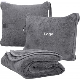 2 in 1 Travel Blanket and Pillow Airplane Blanket with Soft Bag Pillowcase with Logo