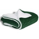 Personalized Micro Mink Sherpa Blanket 50"X60" (Embroidered)-- Dark Green/Forest