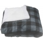 Micro Mink Sherpa Blanket 50"X60" (Embroidered)-- Grey Black Buffalo with Logo