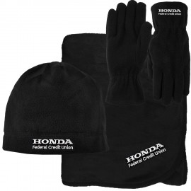 Customized Coral Fleece Blanket, Fleece Beanie and Fleece Gloves Combo