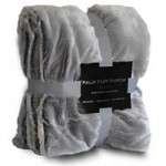 Logo Branded Faux Fur Throw Blanket