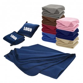 Portable Premium Fleece Blanket with Logo