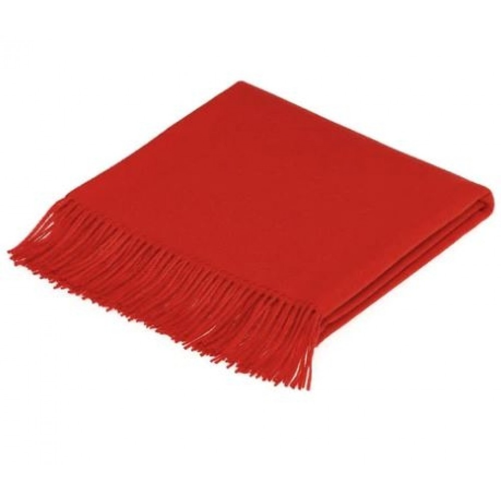Plain Red Alpaca Throw Blanket with Logo