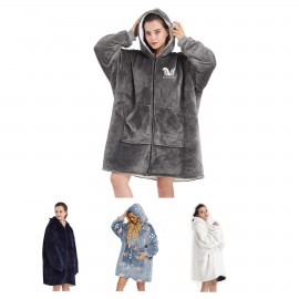 Oversized Microfiber & Sherpa Wearable Blanket with Logo