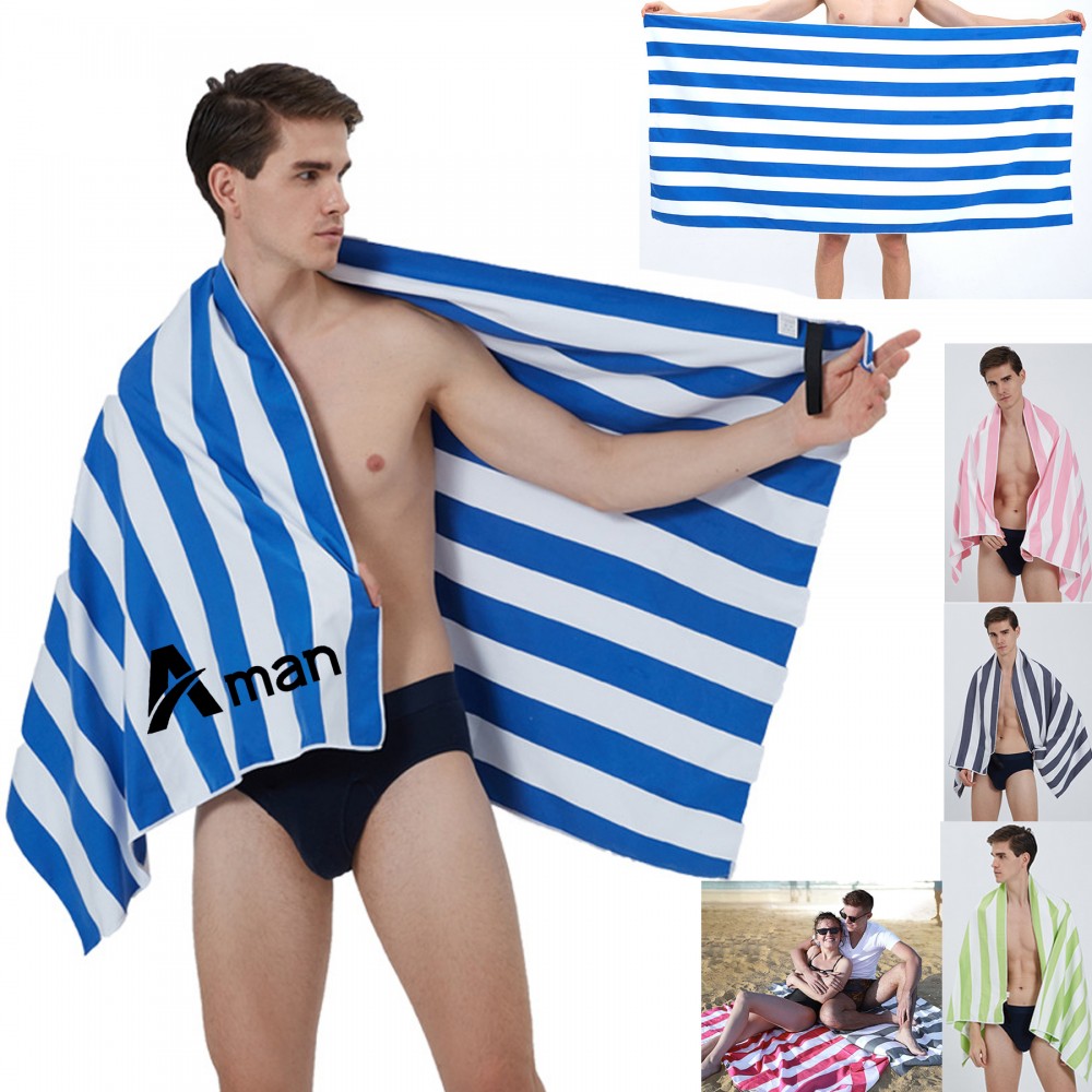 Striped Beach Towel with Logo