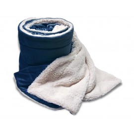 Customized MINK SHERPA BLANKET OVERSIZED NAVY (60"x 72")