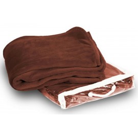 Promotional Micro Plush Coral Fleece Blanket --50X60 Brown (Embroidered)