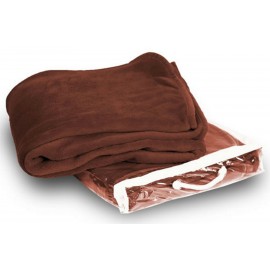 Promotional Micro Plush Coral Fleece Blanket --50X60 Brown (Embroidered)  Promotional Micro Plush Coral Fleece Blanket --50X60 Brown (Embroidered)