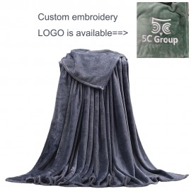 Logo Branded Custom Coral Velvet Blanket Or Flannel Throw Blanket Size 59"x79" With Emboidery LOGO