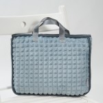 Promotional 4-in-1 TRAVEL COZY BLANKET-PILLOW-BAG Luxury Premium Plaid Embossed Plush Velour Stone Blue Alesia C