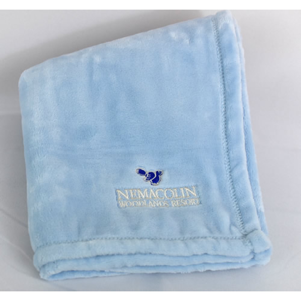 MINK TOUCH BABY BLANKET BLUE(30"x 40") MINK TOUCH BABY BLANKET BLUE(30"x 40") with Logo